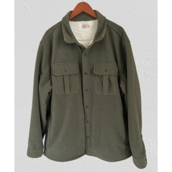 Faherty Sherpa Lined Shirt Jacket in Olive Green Size 2XL - Picture 1 of 13